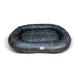 Large Leather Dog Bed - Black