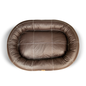 Large Leather Dog Bed - Walnut Brown